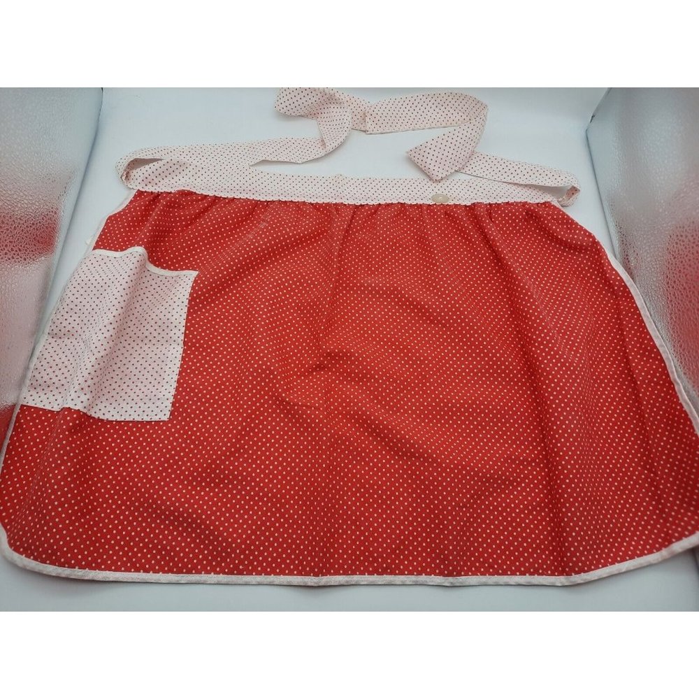 Vintage Artistic Creation Half Apron Red & White w/ Polka Dots 16" long
